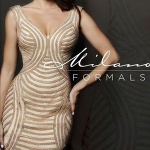 Milano rhinestone cocktail dress- gold